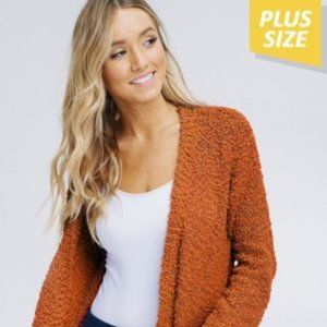 Plus Size Popcorn Cardigan With Pockets - Cezanne | MarshasClothing